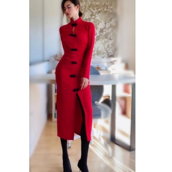 NWT Zara Red Toggle Dress size Large - Picture 3 of 17